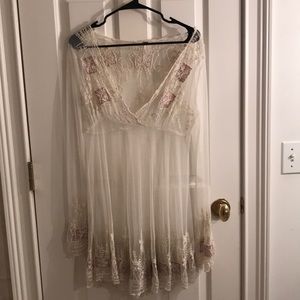 White Mesh Patterned Free People Dress